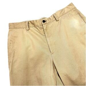 Orvis Khaki Pants Men's 35 Tan Flat Front Heavy Cotton Outdoor Casual Flaw